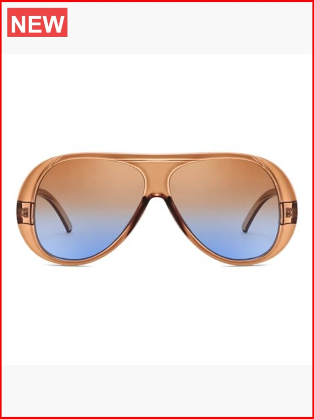 Oversized Aviator Sunglasses Retro 70s Style Big Square Shield UV400 - Picture 2 of 7